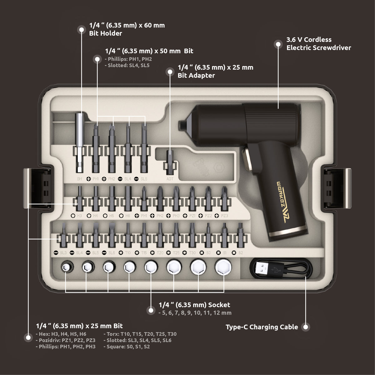 38-PC 3.6V Cordless Screwdriver Set